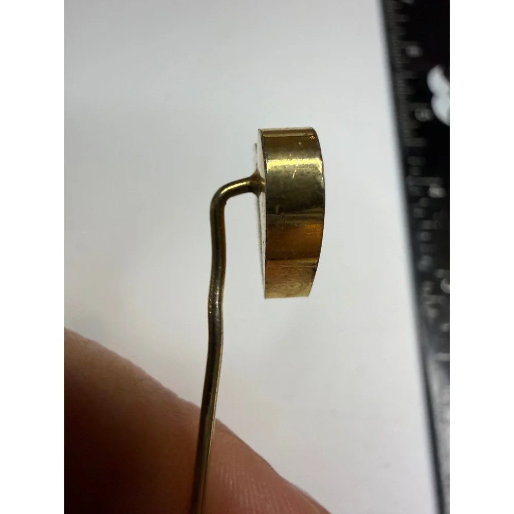 Antique Gold Tone Heart Stick Pin Rhinestone Accent Lapel Scarf Pin 2.5 Inch